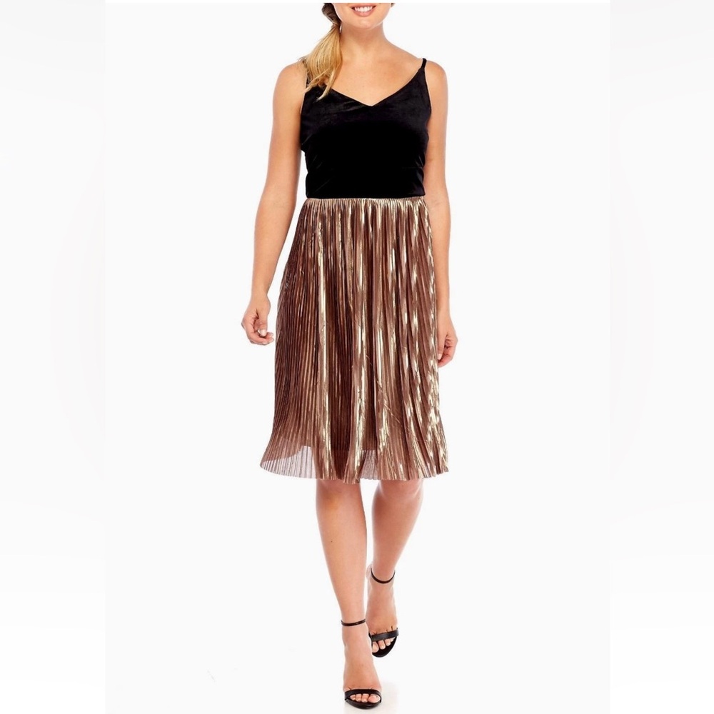 Luxology Gold Pleated Dress